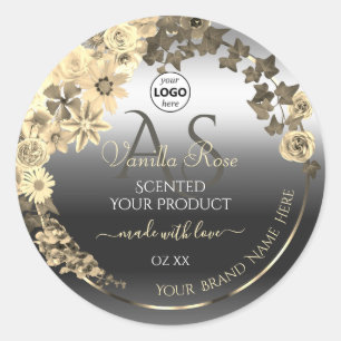 Floral Cream Silver Product Labels Monogram Logo