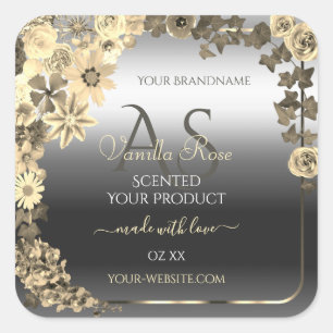 Floral Cream Silver Product Labels with Monogram