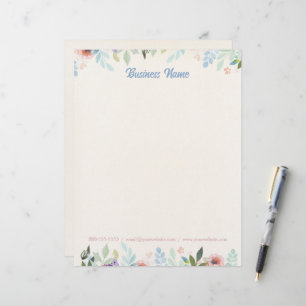 Floral Cream Yellow Letterhead