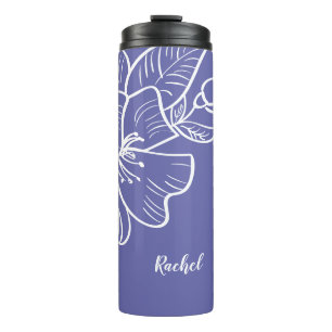 Floral Create Your Own Name Botanical Periwinkle Thermal Tumbler