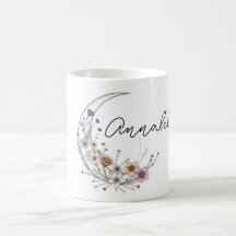 Floral Crescent Moon Personalised Celestial Art