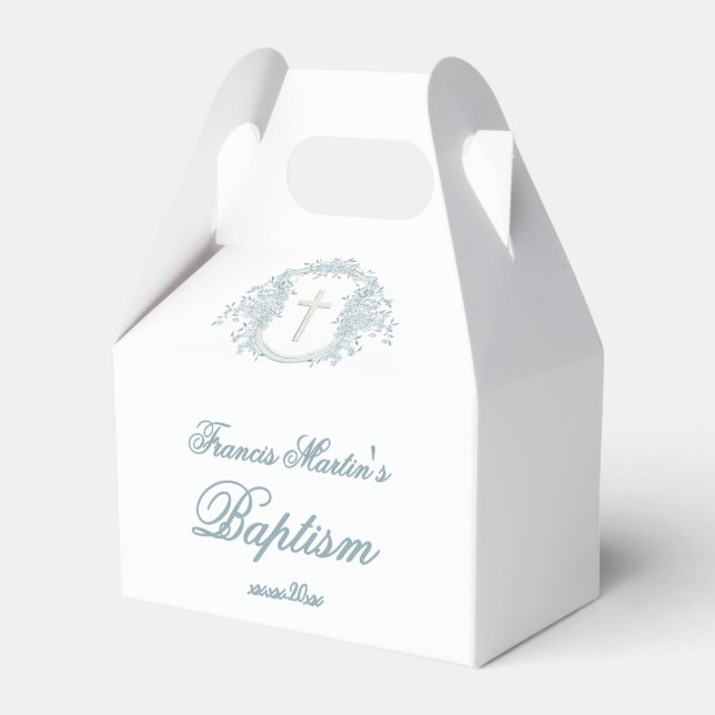 floral crest | Baptism Favour Box (Front Side)