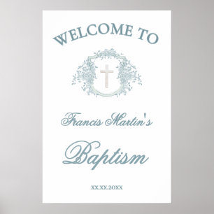 floral crest Baptism Poster