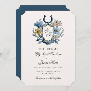 Floral Crest Equestrian Horseshoe Monogram  Save The Date