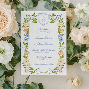 Floral Crest Frame Wedding Save The Date