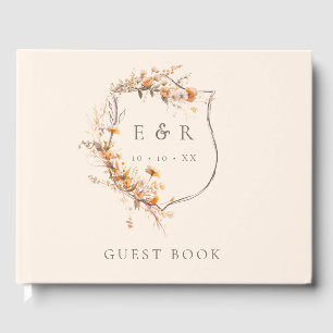 Floral Crest Monogram Fall Wedding Guest Book
