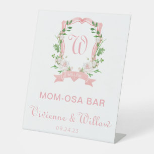 Floral Crest Shower Welcome Pedestal Sign