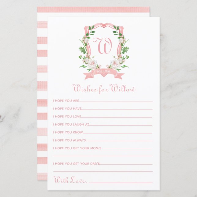 Floral Crest Wishes for Baby (Front/Back)