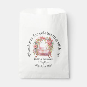 Floral Crib Baby Girl Sticker Pink Favour Bags