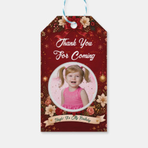 Floral Crimson Unicorn 1st Birthday Christmas  Gift Tags