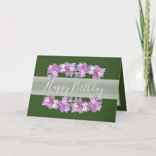 Floral Crocus Flower Bouquet Green Girl Birthday Card