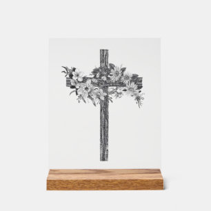 Floral Cross Acrylic Sign
