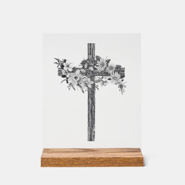 Floral Cross Acrylic Sign (Front)