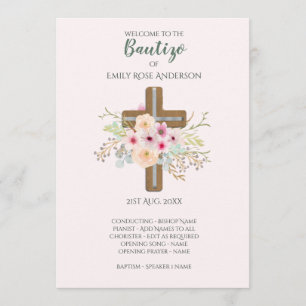 Floral Cross BAUTIZO Bautismo Baptism Program Programme