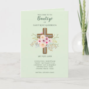 Floral Cross BAUTIZO Bautismo Baptism Program Programme