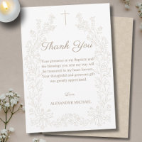Floral Cross Christening Baptism Thank You