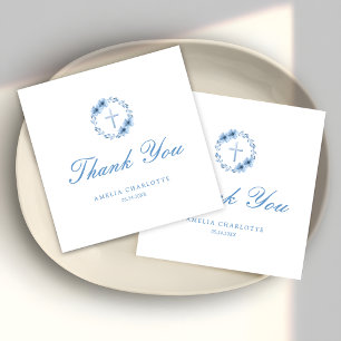 Floral Cross Christian Religious Budget Thank You  Card
