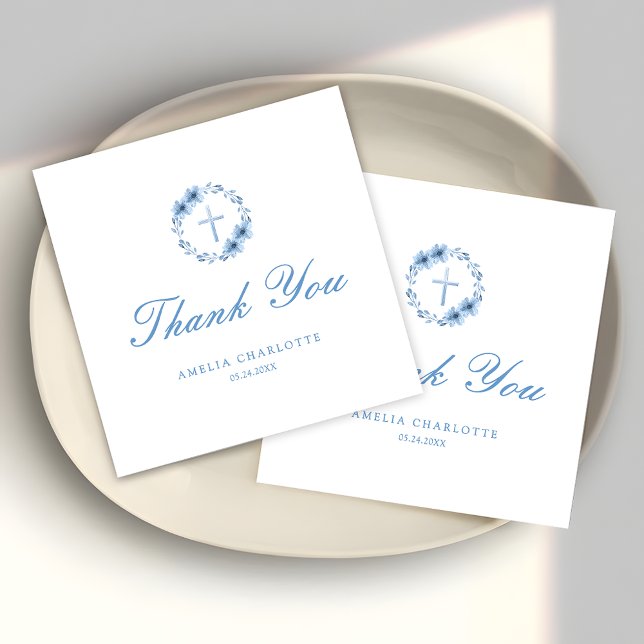 Floral Cross Christian Religious Budget Thank You  Card (Creator Uploaded)