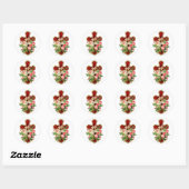 Floral Cross Classic Round Sticker (Sheet)