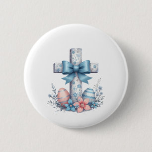 Floral Cross Coquette Jesus Bow Christian Religion 6 Cm Round Badge