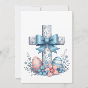 Floral Cross Coquette Jesus Bow Christian Religion Holiday Card