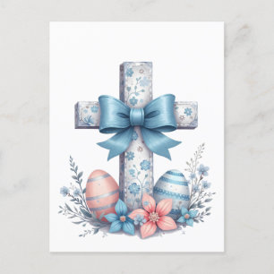 Floral Cross Coquette Jesus Bow Christian Religion Postcard