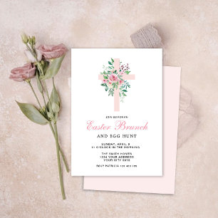 Floral Cross Easter Brunch Invitation