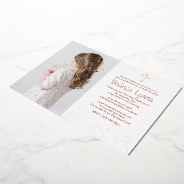 Floral Cross First Communion with Photo (Rotated)