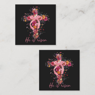 Floral Cross 'He Is Risen' Card