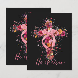 Floral Cross  'He Is Risen' Card