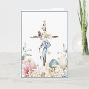 Floral Cross   He is Risen Easter Personalised Car Card