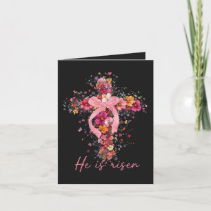 Floral Cross  'He Is Risen' Holiday Card