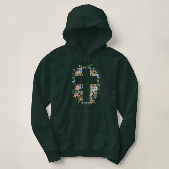 Floral Cross Hoodie (Design Front)
