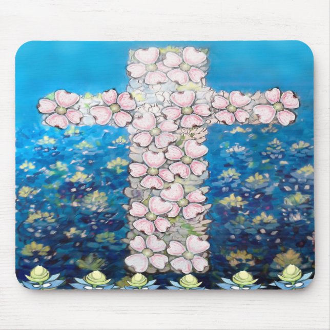 Floral Cross Mouse Pad (Front)