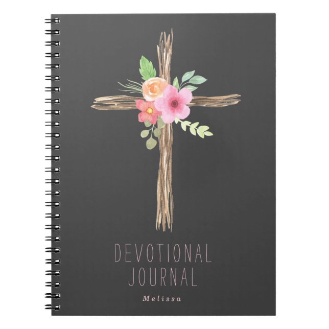 Floral Cross Personalised Devotional Notebook (Front)