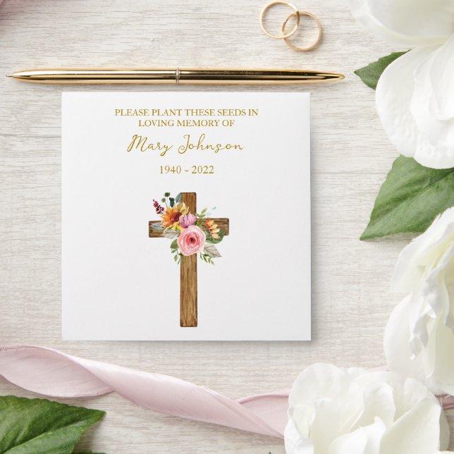 Floral Cross Seed Packet Funeral Envelope (Wedding)