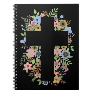 Floral Cross Spiral Notebook