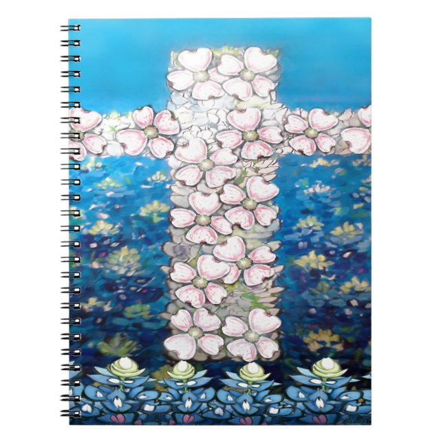 Floral Cross Spiral Notebook (Front)