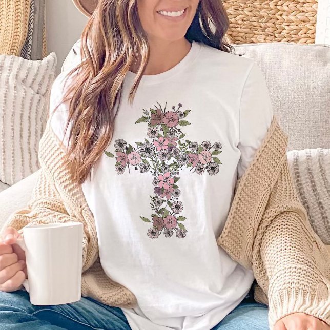 Floral Cross Wildflowers Easter Christian T-Shirt (Creator Uploaded)