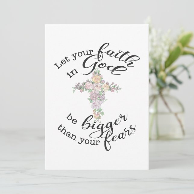 Floral cross with Christian quote get well card (Standing Front)