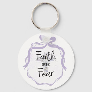 Floral cross with Christian quote   Key Ring