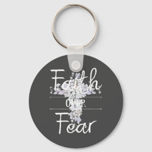Floral cross with Christian quote   Keychain