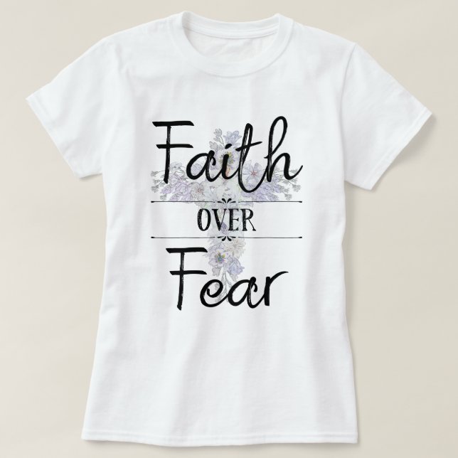 Floral cross with Christian quote  T-Shirt (Design Front)