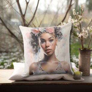 Floral Crown Black Ballerina Cushion