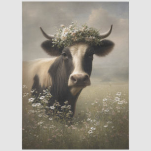 Floral Crown Cow Decoupage Tissue Paper