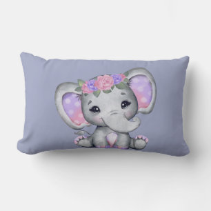 Floral Crown Elephant Print Pillow
