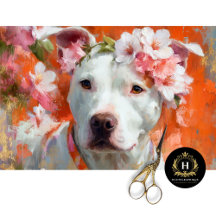 Floral Crown Pit Bull Decoupage Tissue Paper