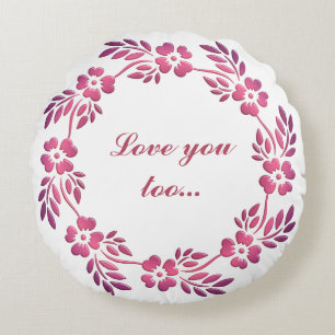 Floral Crown Purple Mandala Round Cushion