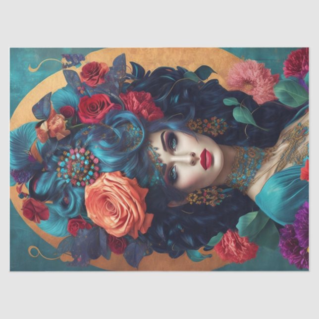 Floral Crowned Decoupage Tissue Paper (Front)