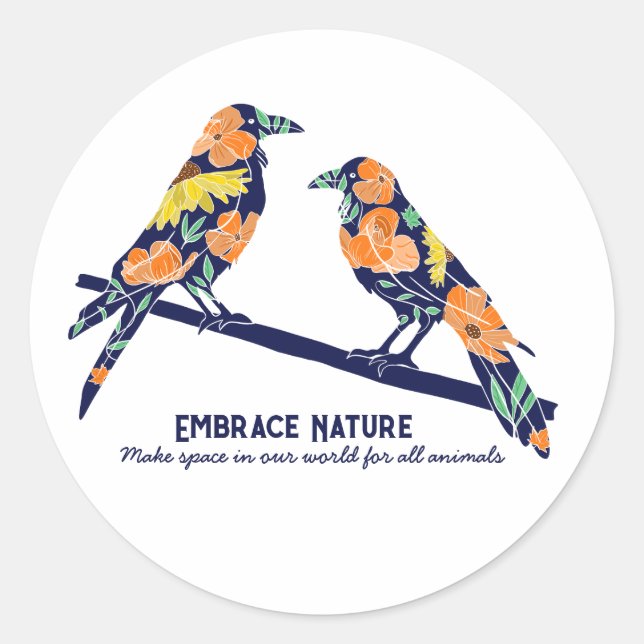 Floral Crows Nature Stickers (Front)